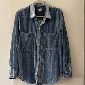 The Hadley Velvet Relaxed Buttondown Shirt by Pilcro